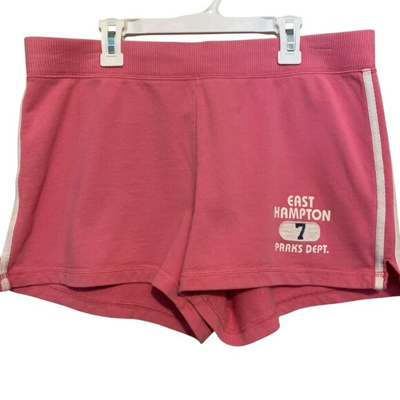 VTG Abercrombie Fitch Women's Gym Booty Shorts Pink White Trim Turn Sz Large - Picture 3 of 16